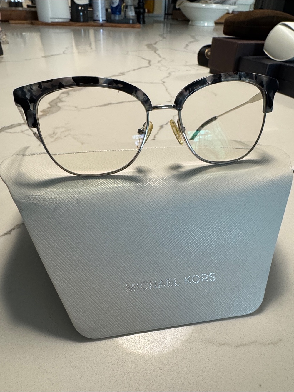 Michael Kors Gray Tortoiseshell-Top Cat Eye Glasses- - Picture 2 of 12
